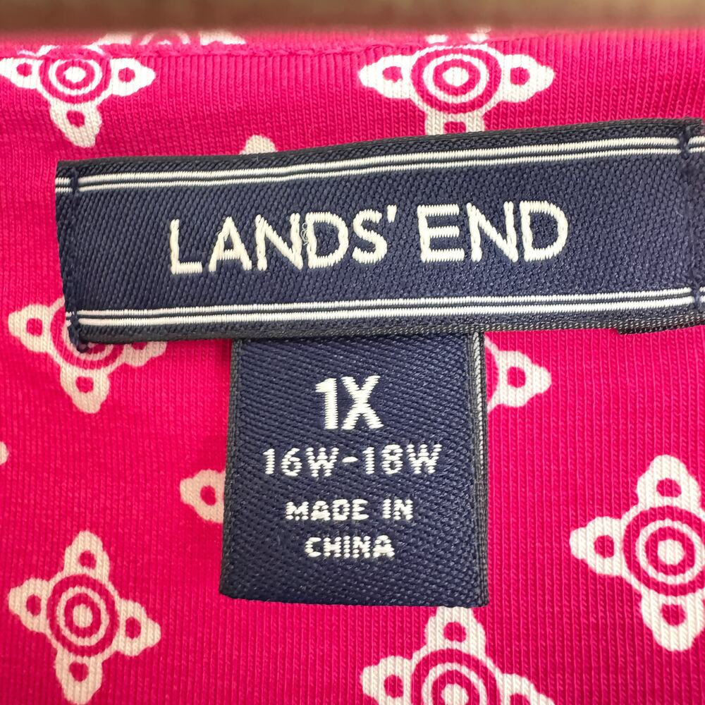 Lands' End Womens Surplice Midi Dress Size 1X Stretch Summer Travel Pink - Picture 2 of 7